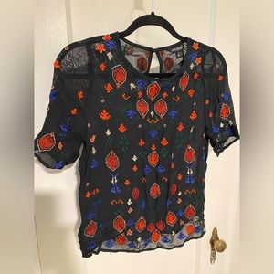 Lucky Brand sheer patterned blouse